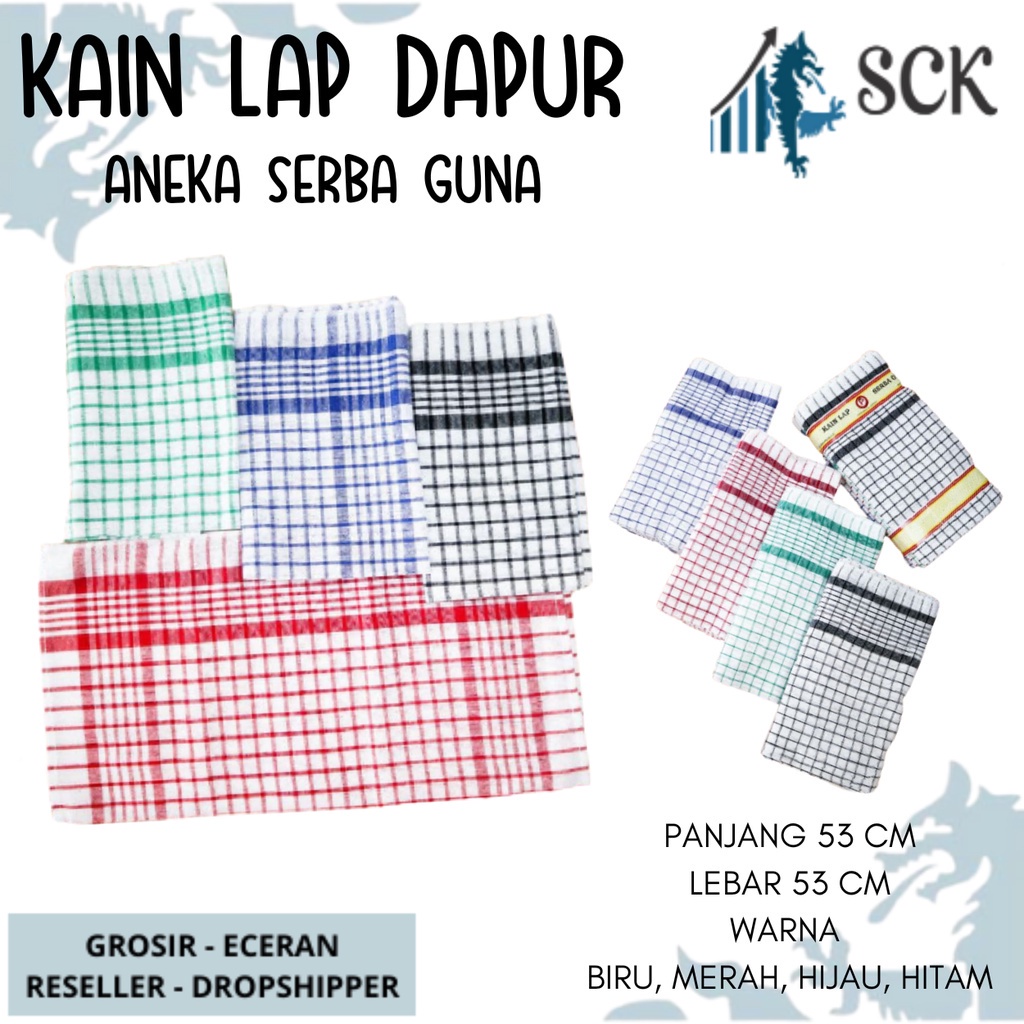 [ISI 3] KAIN LAP SERBA GUNA DAPUR / SERBET MAKAN MOTIF KOTAK KAIN KATUN - sckmenwear GROSIR