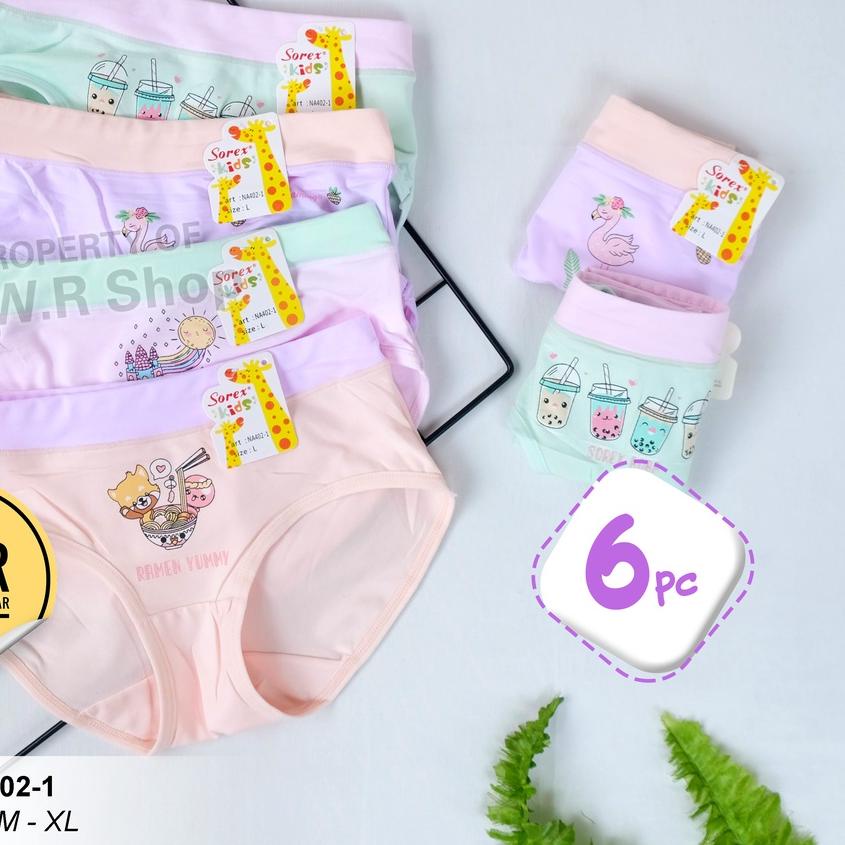 ► [ 6pc ] CD ANAK SOREX NA 402-1 Kids | Celana Dalam Anak Remaja Perempuan / na402 - Bwr ▼