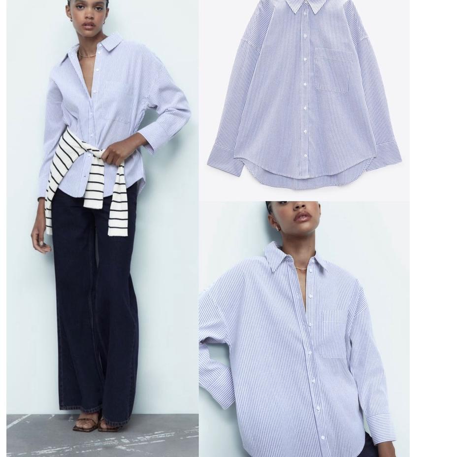 ➩ Zara Stripe Oversized Shirt ✬
