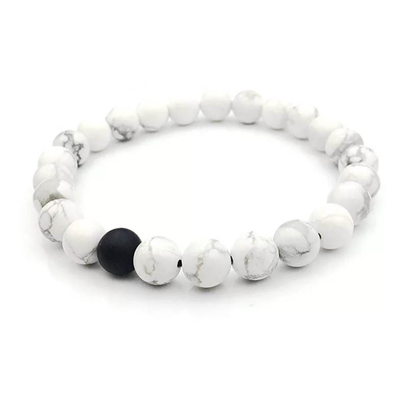 Gelang Pasangan Natural Stone Black Onyx Doff Howlite Turquoise White 8mm