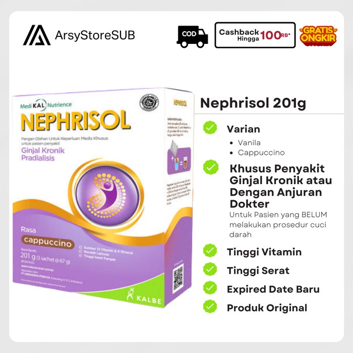 

[ COD ] NEPHRISOL 201gr Varian Baru! - Cappuccino
