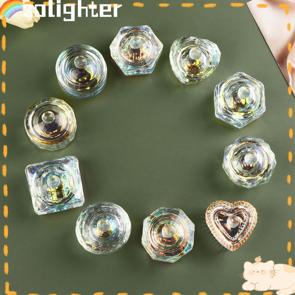 Solighter Nail Art Cup Tappen Piring Hiasan Penyimpanan Cairan Bubuk Mangkok Manicure Tools