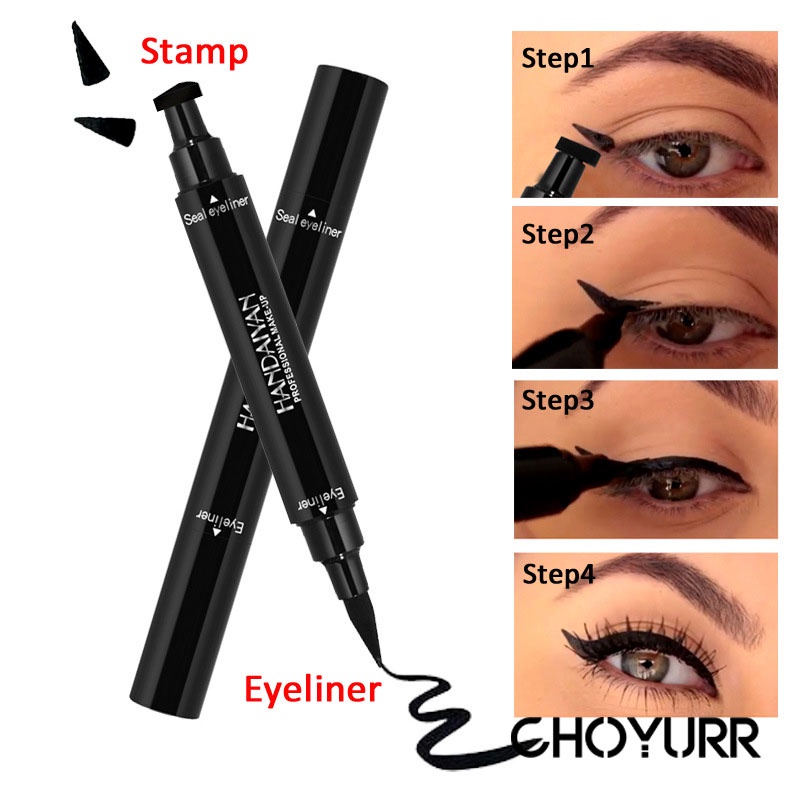 【COD】Eyeliner Stamp 2 In 1 Waterproof Black Liquid Wing Eye Liner Eyeliner Pensil Waterproof Ukuran Stamp Small Original-CH