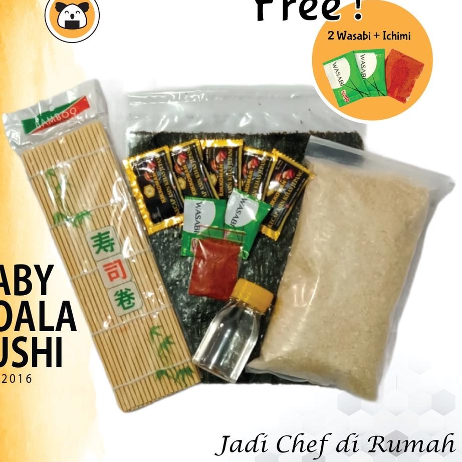 

➯ PAKET BAHAN SUSHI LENGKAP 10 Porsi Halal │ Beras Japonica, Nori, Bambu Mat, Shoyu, Sushi Seasoning ♦