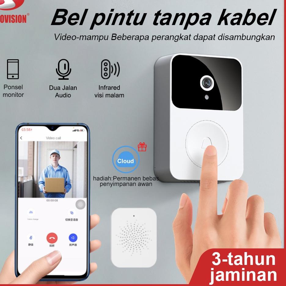 ✸ SINOVISION X9 Bel pintu kamera bel pintu WiFi nirkabel Bel Pintu untuk Rumah Bel Pintu Nirkabel Pe