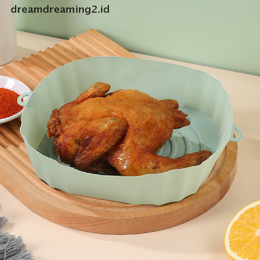 (dream) 21 cm Air Fryers Oven Baking Tray Fried Chicken Basket Mat AirFryer Silikon Pot Bulat Replacemen Grill Pan Aksesoris.