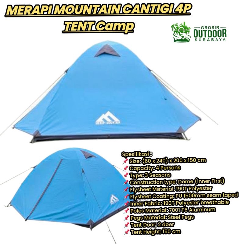 tenda Merapi Mountain Cantigi 4 Person Tent Camp