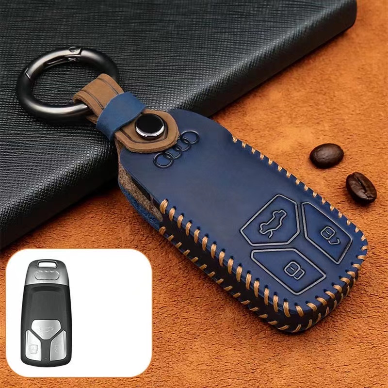 Leather Audi A1 A3 A4 A5 Q7 A6 C5 C6 Gantungan Kunci Lipat Aksesoris Pemodelan Mobil Leather Car Key Case Set