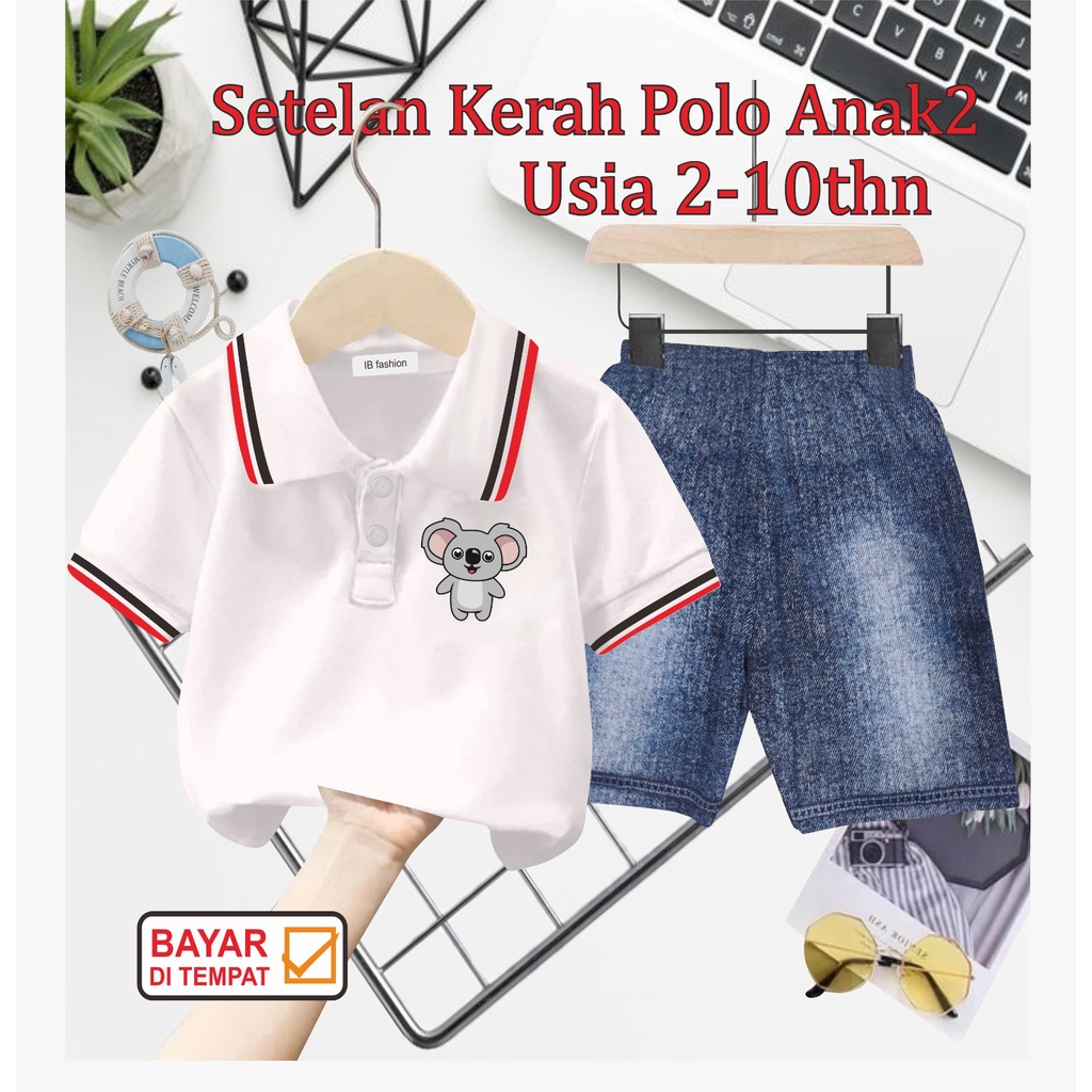 ((IB))SETELAN ANAK2 KERAH POLO/LOGO KOALA DIGITAL SABLON