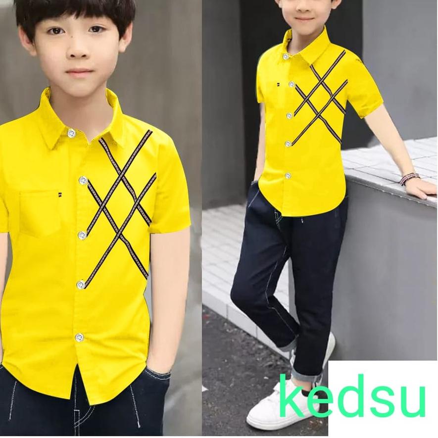 ❋ g.j.v/ hem kids NEO kemeja lengan pendek anak laki laki/baju distro anak cowok dr umur 3-12th baha