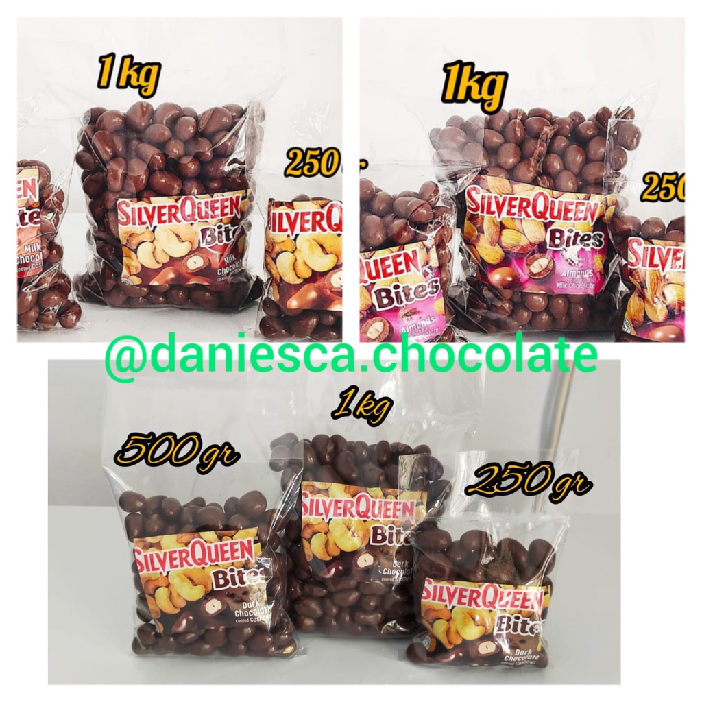 

.1KG coklat SILVERQUEEN BITES Best Seller Almond / Mede cashew / Dark Mede cashew (SCP)