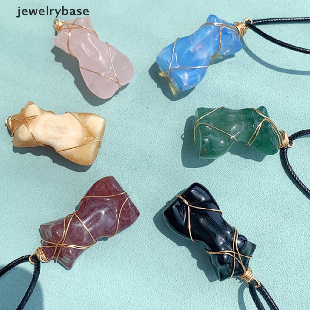 [jewelrybase] 1 Pc Kristal Alami Liontin Wanita Model Tubuh Kalung Seksi Permata Perhiasan Sweater Rantai Energi Mawar Hadiah Butik