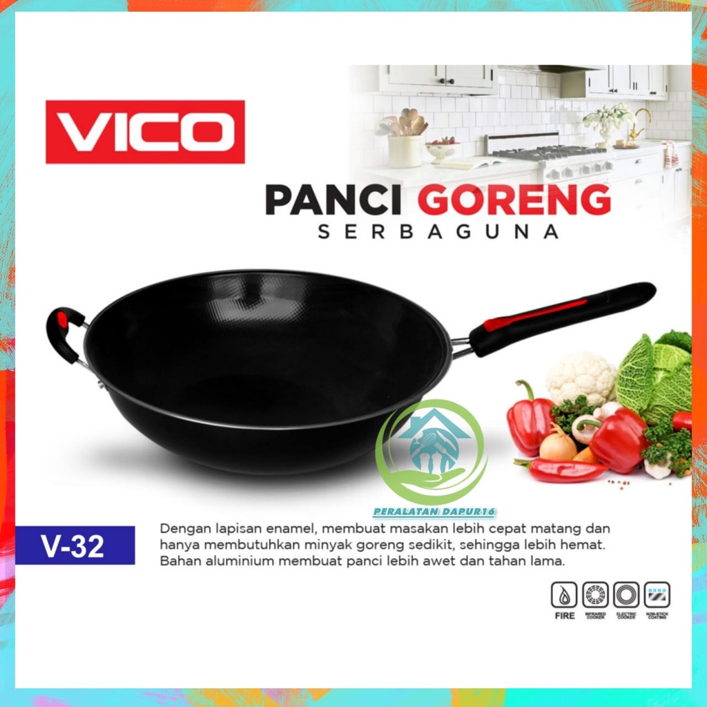 WAJAN GAGANG VICO 32CM / WAJAN ENAMEL VICO / WAJAN ANTI LENGKET HIGH QUALITY MURAH
