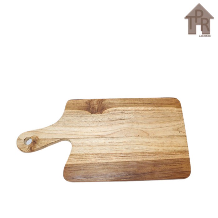 Talenan Kayu Jati Teak Wood Chopping Board Gagang Bulat / Lengkung