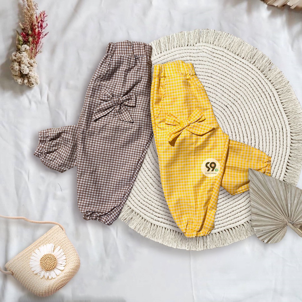 Celana anak perempuan JOGGER PITA KOTAK - KOTAK 1-6th !