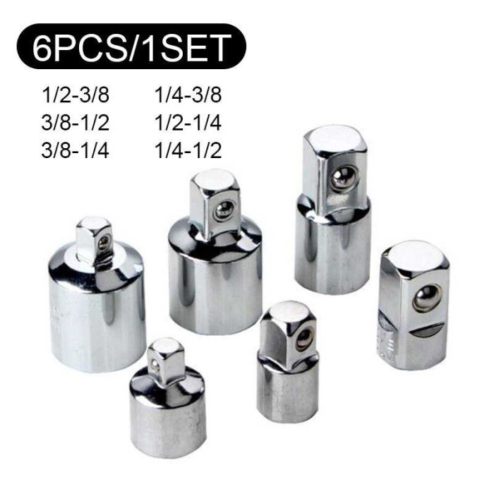 Shock Adaptor Konverter Sambungan Gagang Kunci Sok Sock Socket 6 Pcs
