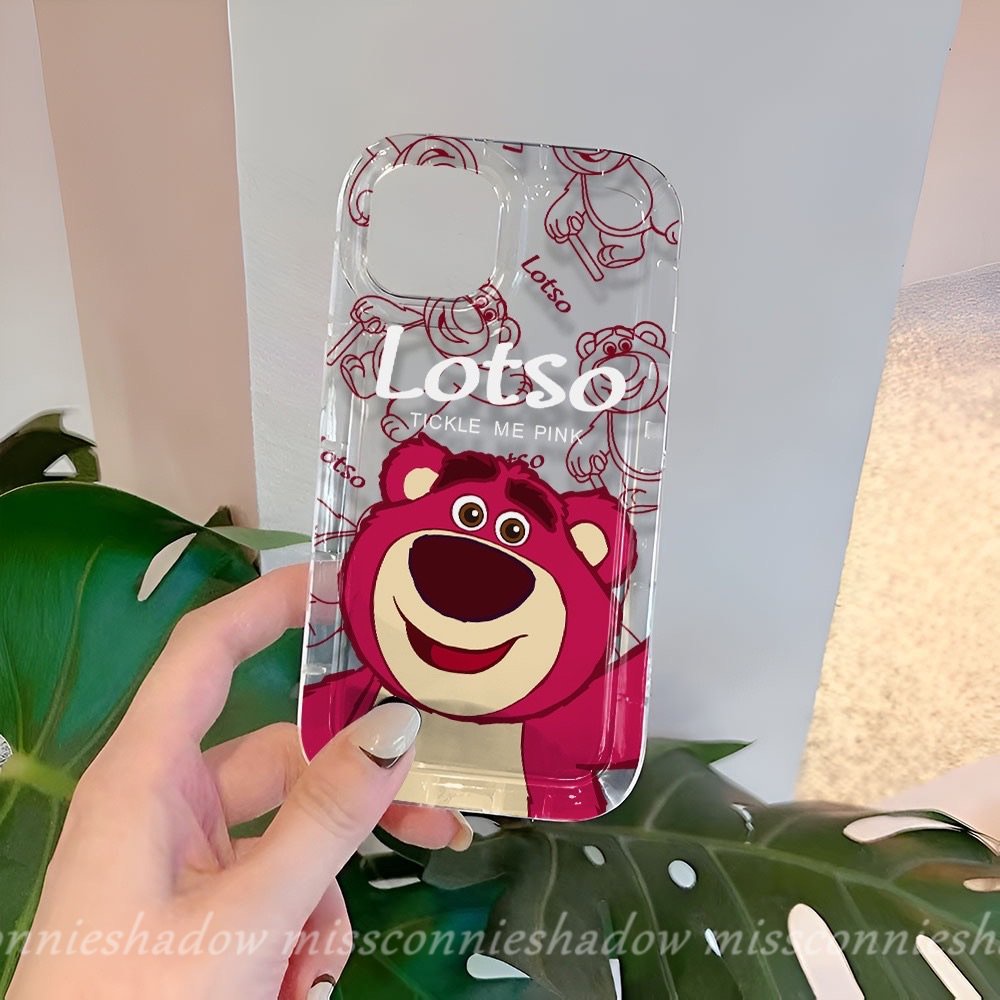 Doodle Kartun Indah Strawberry Bear Manyo Case Kompatibel Untuk IPhone 7Plus 8Plus 11 13 12 14 Pro Max X XR 6 6s 8 7 Plus XS Max SE 2020 Transparan Lembut Shockproof Airbag Cover