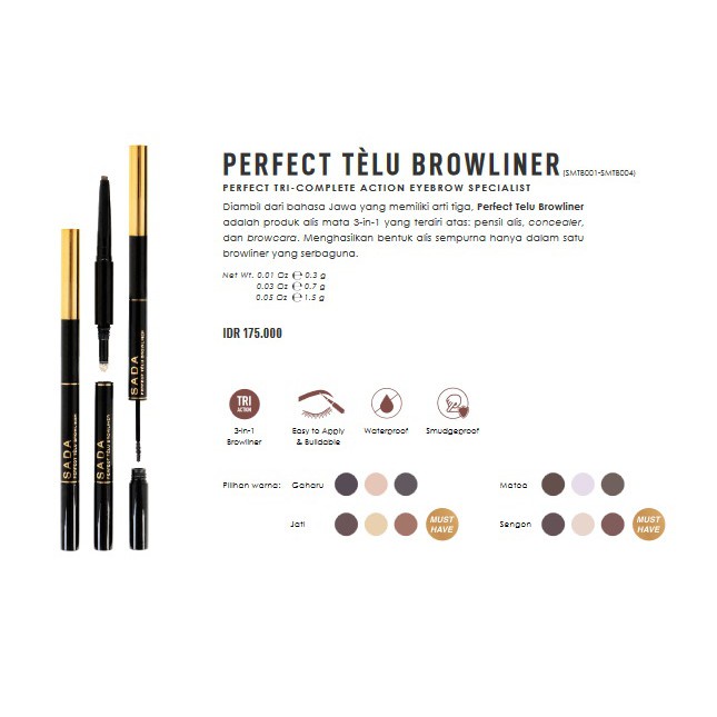 (READY &amp; ORI) Sada Perfect Telu Tri-Complete Action Eyebrow Specialist With Browcara Concealer