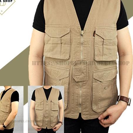 KAL508 Rompi Bahan Katun Kanvas Model Kerah Oblong V neck Pria Warna Hitam Navy Krem Cream Hijau Cok