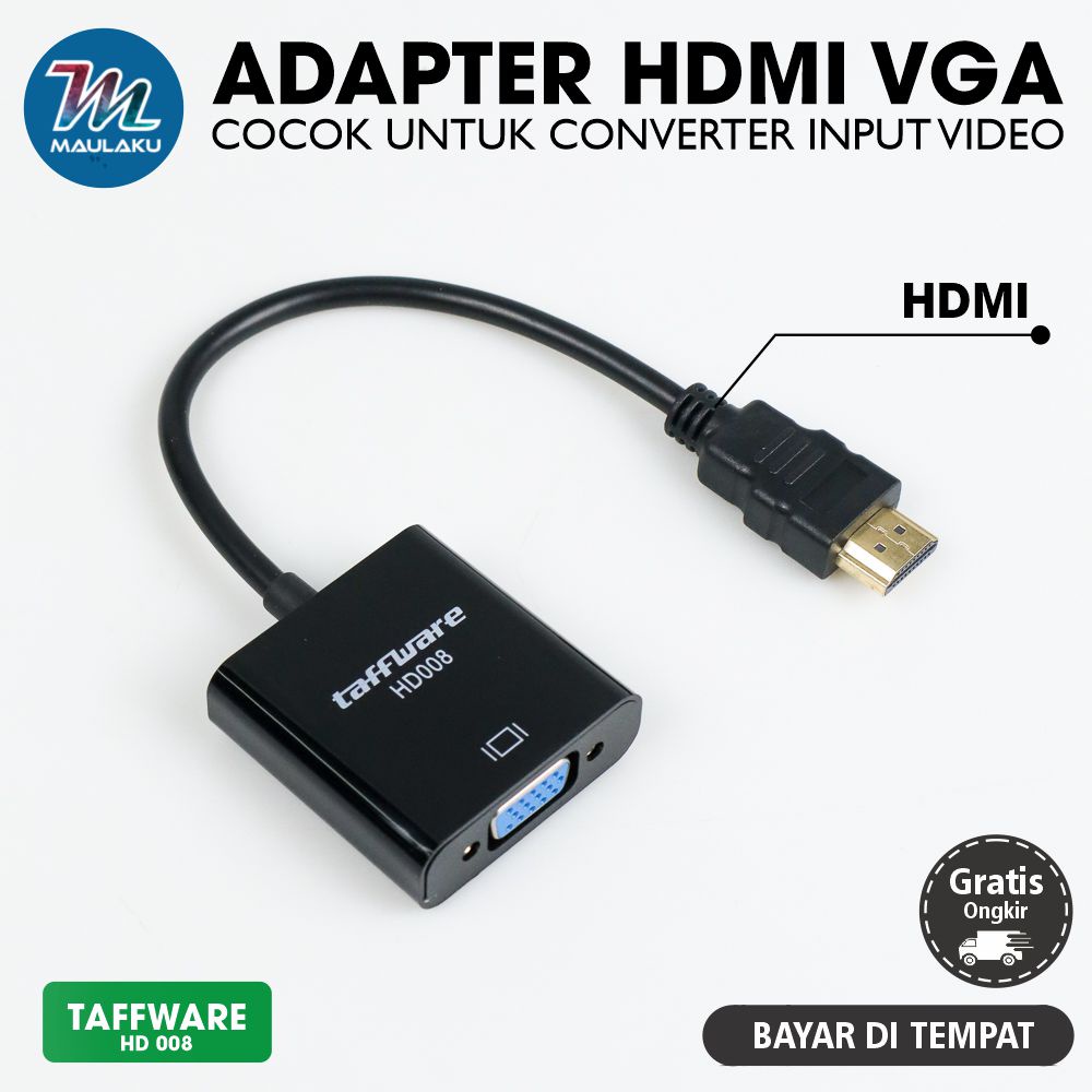 Kabel Adapter HDMI ke VGA Female For PC Laptop Monitor LCD