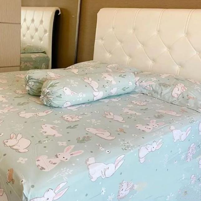 ۝ Sprei Set Bantal Guling Katun Lokal Premium | Free Karet Anti Geser | Sprei Homemade | Sprei Motif