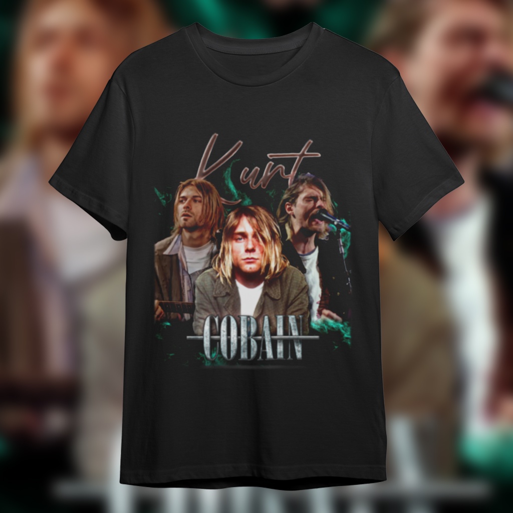 KAOS - KURT COBAIN / T-SHIRT KURT COBAIN / KURT COBAIN BOOTLEG T-SHIRT VINTAGE STYLE / VINTAGE T-SHI