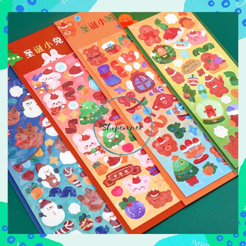 

Stiker Natal Kilap / Glitter untuk Dekorasi Diary Scrapbook / Christmas Sticker Decoration