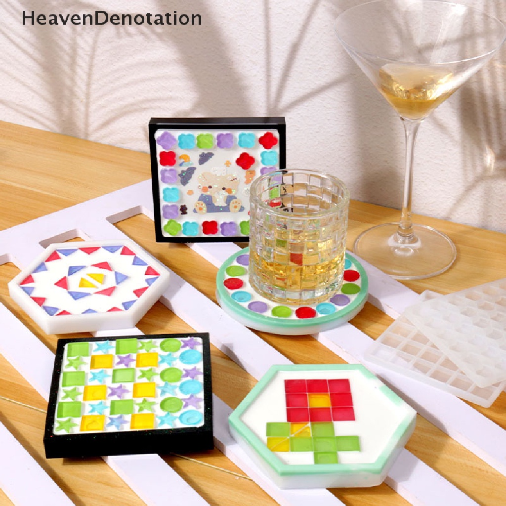 [HeavenDenotation] Mosaic Patch Mold Multi Style Untuk Epoxy Resin Making Coaster Cetakan Resin Silikon Coaster Cetakan Untuk Resin DIY Perhiasan Tray Mold HDV