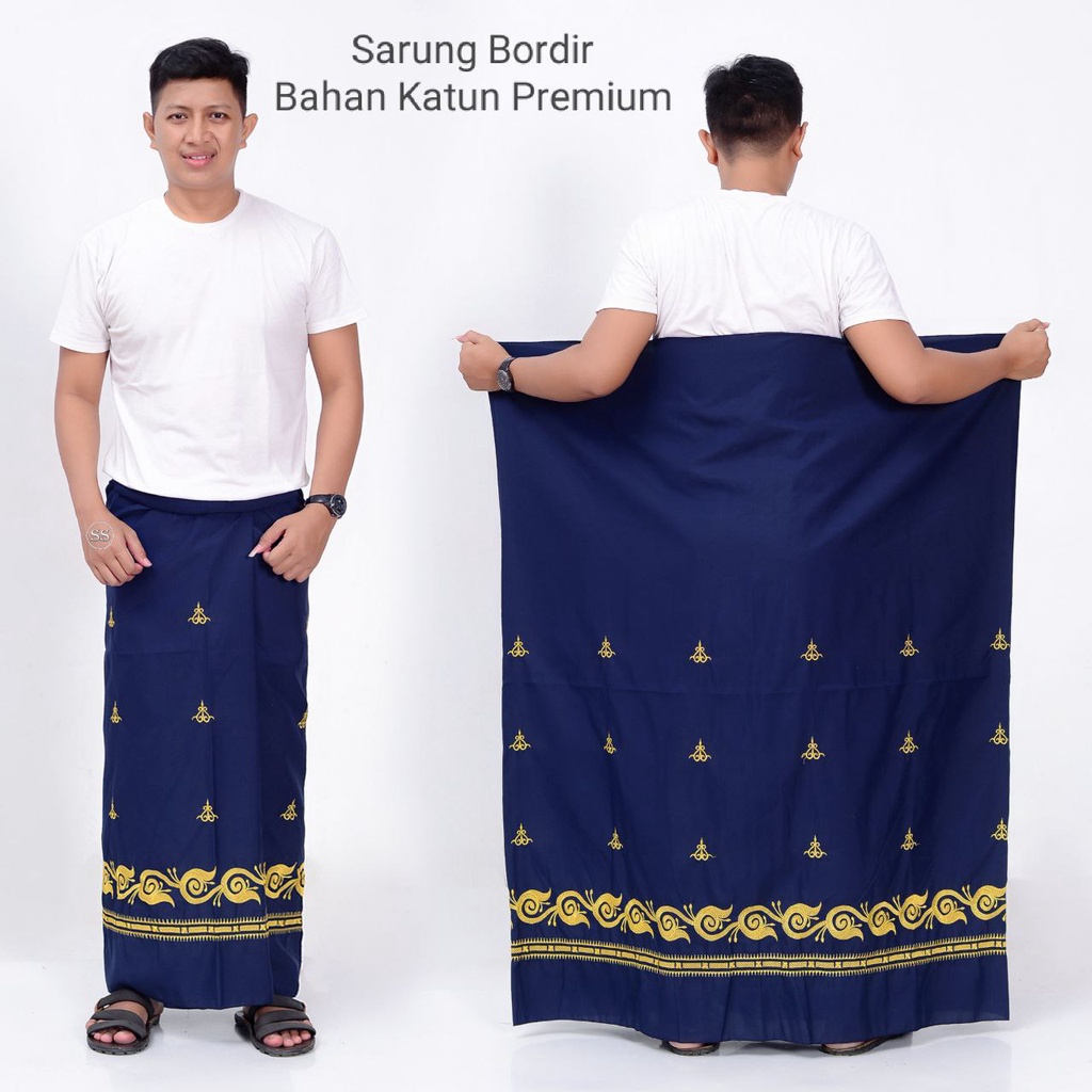 Sarung Katun Bordir Polos Dewasa / Sarung Bordir Aceh Premium / Sarung Wadimor / Sarung Bhs / Sarung Pria