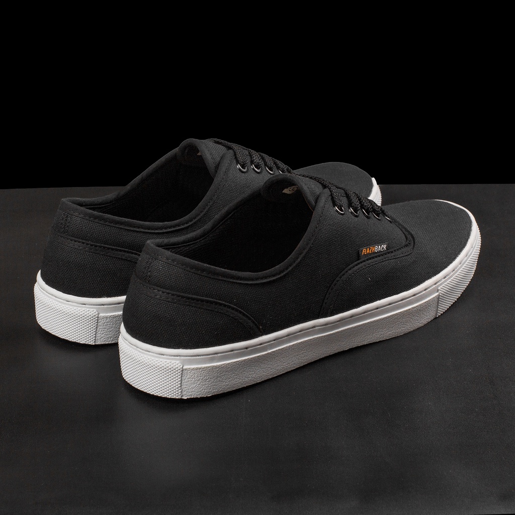 ZANE BLACK |ManNeedMe x FLAZHBACK| Sepatu Sneakers Pria Casual Canvas Shoes ORI SOL DIJAHIT