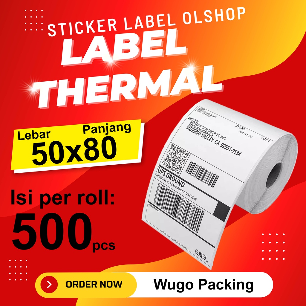 

LABEL BARCODE 50 X 80 mm Isi 500 pcs KERTAS STICKER DIRECT THERMAL
