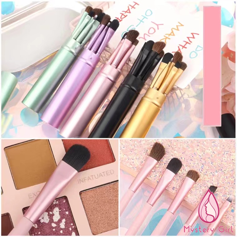 Mysterygirl -  Kuas Make up Tabung Set 5pcs Cylinder / Brush Kosmetik Make up / Eyebrow Blush On Eyeshadow / Kuas Makeup Kuas Alis