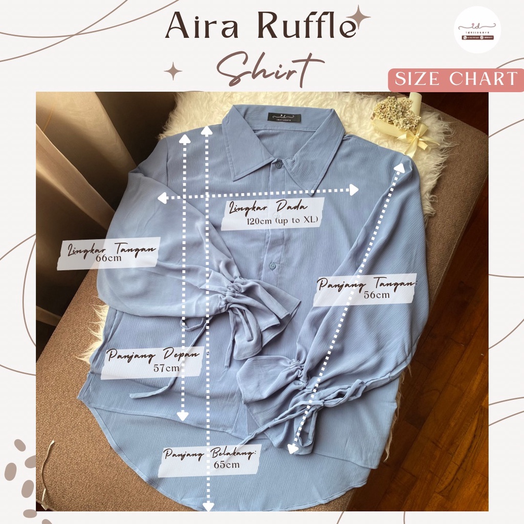 [BUY 1 GET 1] 11-15 November 2023 - Idellstore - Aira Ruffle Shirt Kemeja Korea Berserat Premium Ruffle Tali Lengan Korean Looks Kemeja Kantor Lucu