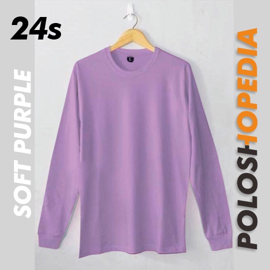 KAOS POLOS LENGAN PANJANG WARNA LILAC 24S / BAJU KAOS POLOS PRIA WANITA SOFT PURPLE 24S / KAOS POLOS