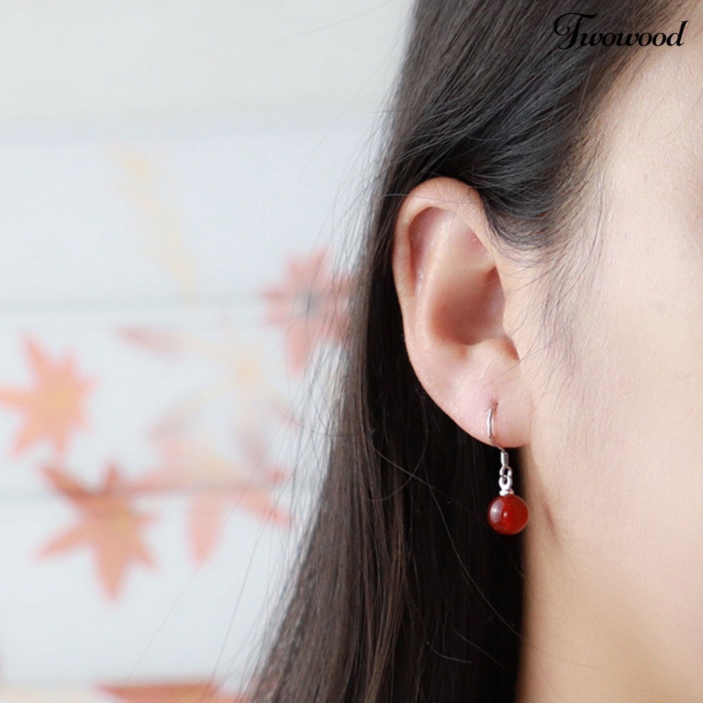 Twowood 1pasang Menjuntai Anting-Anting Bebas Alergi Tidak Luntur Gloss Tinggi Poles Liontin Dekorasi Geometris Faux Kristal Manik Hook Drop Earrings Fashion Perhiasan