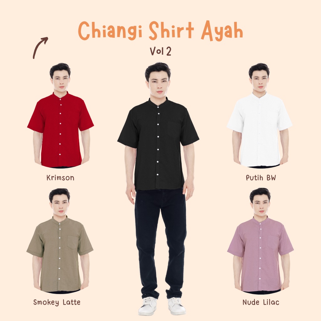 Yobebee Kemeja Pria Dewasa Linen Tangan Pendek Baju Muslim Atasan Polos Slim Fit Men Shirt Model Casual Formal Kemeja Koko Chiangi Kerah Laki Laki Baju Couple Anak dan Ayah