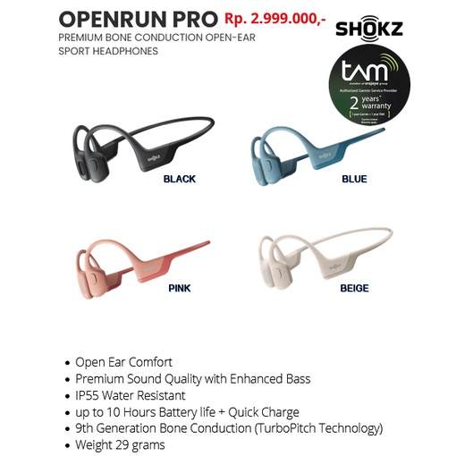 SHOKZ OpenRun Pro Premium Bluetooth Headphones Garansi TAM 2 Tahun