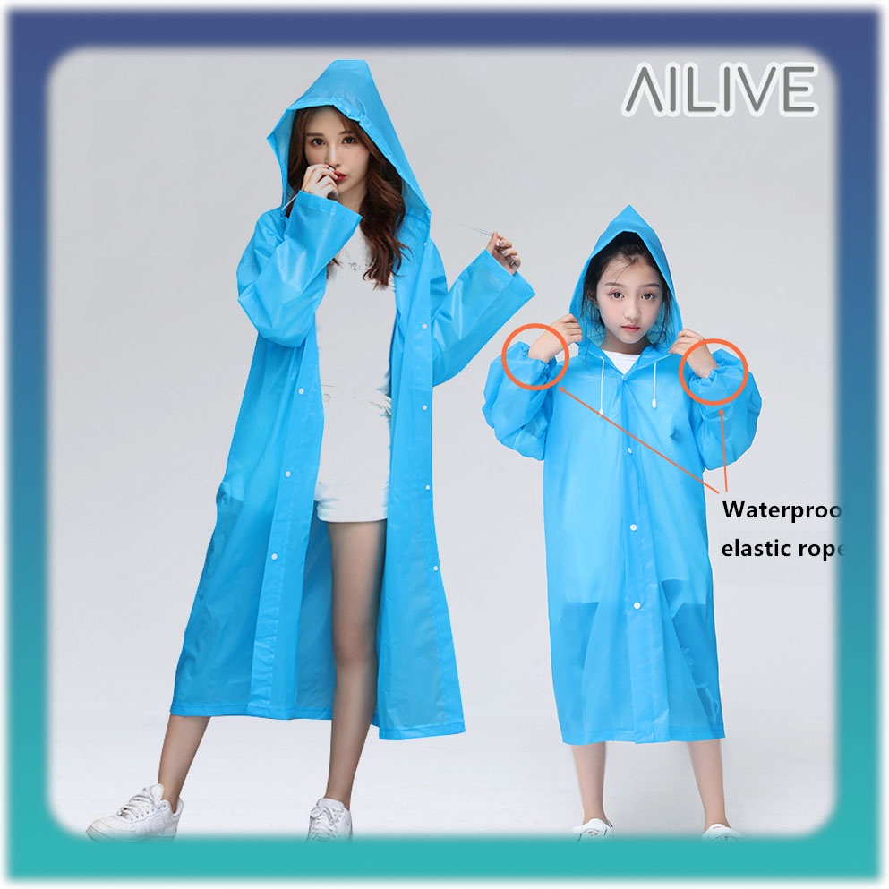 Jas Hujan Dewasa / Jas Hujan Anak EVA Mantel Jas Hujan Tebal Raincoat Transparan Universal