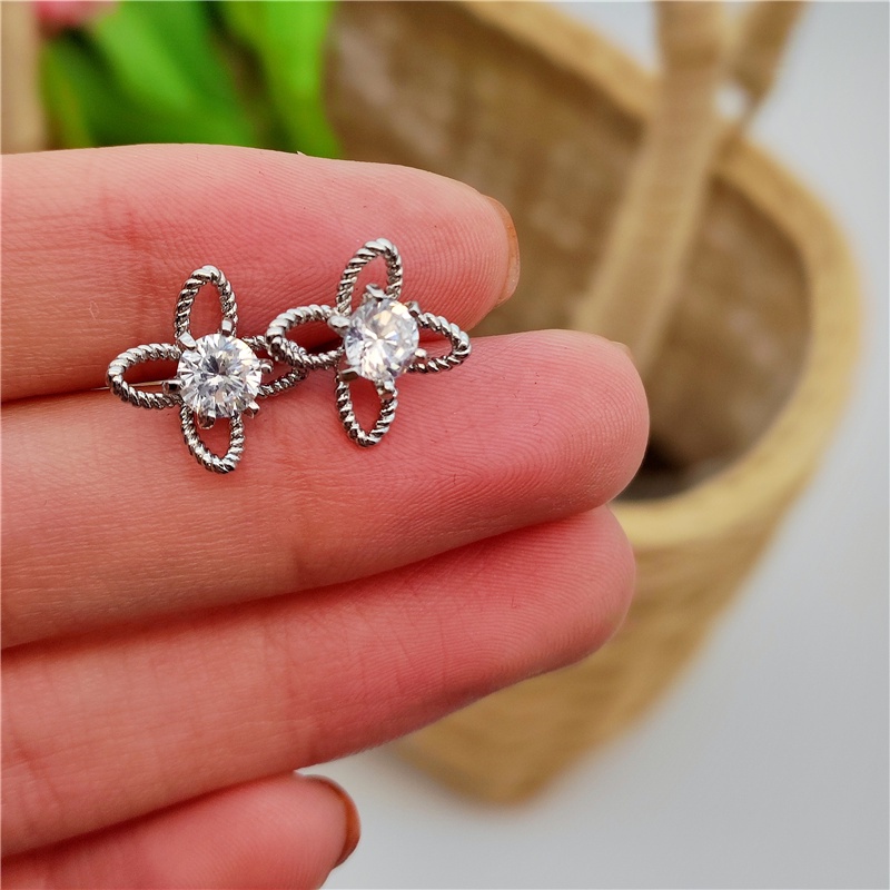 S925 Perak Anting Bunga Bor Anting Indah Elegan Gaya Mulia Pesta Hadiah Ulang Tahun Aksesoris Fashion