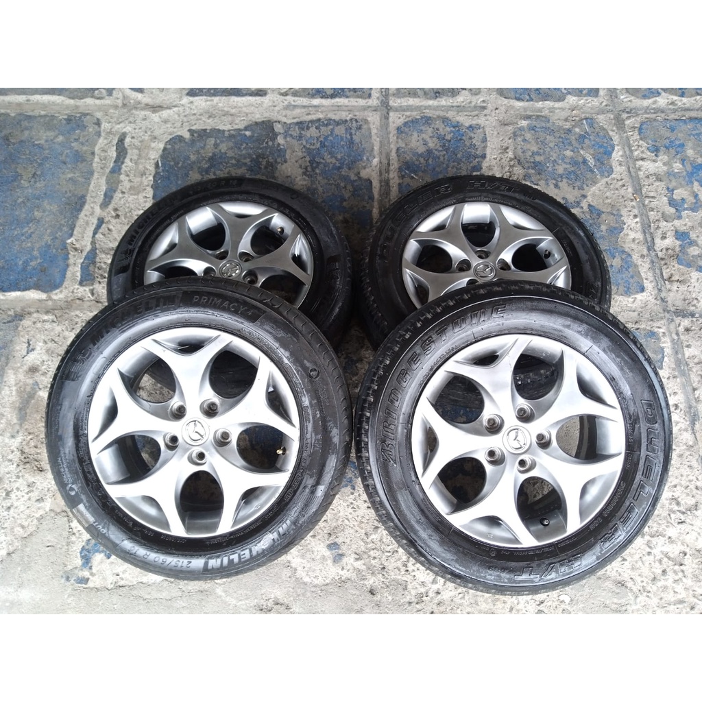 velg mobil bekas mazda biante ring 16 baut 5 + ban 215 60 R16