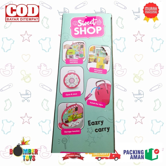 MAINAN ANAK PEREMPUAN SWEET SHOP DONAT BAG KADO MAKE UP LUCU TERBAIK BACKPACK TAS DOUNAT SHOPPING