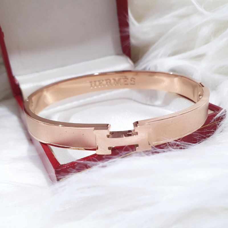 Gelang Titanium H Rosegold Stainless steel ori  anti karat anti alergi Premium Quality G41