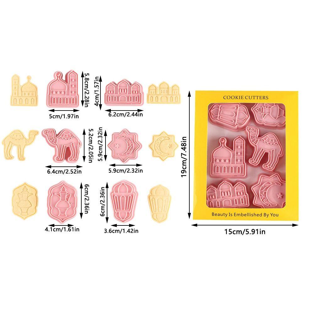 Solighter 6pcs/set Cetakan Kue Fondant Makanan Eid Mubarak Islam Muslim Festival Cookie Cutter