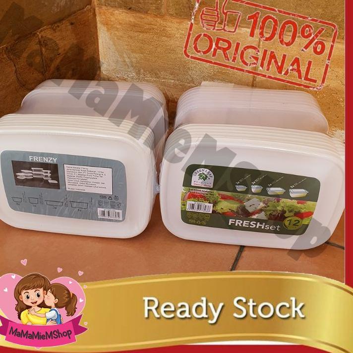 ۝ Green leaf Fresh Set/Frenzy Food Container Set isi 12 pcs Putih ➢