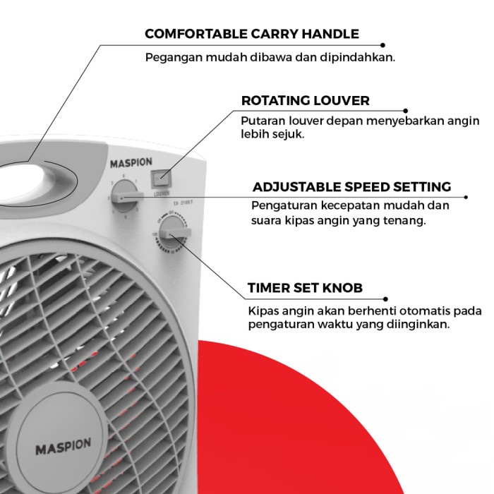 Maspion Box Fan 12 Inch EX 2109 T 2109T EX2109T Kipas Angin Kotak Meja