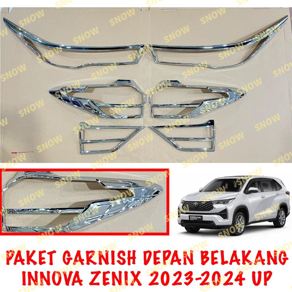 Paket Garnish Lampu Depan Belakang Innova Zenix 2022 2023 2024 UP Hitam Chrome Carbon