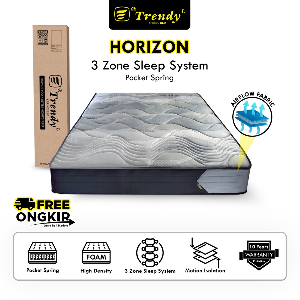Trendy Horizon Pocket Spring - Kasur Spring Bed - Vacuum Press Roll - Mattress Kasur Dalam Box