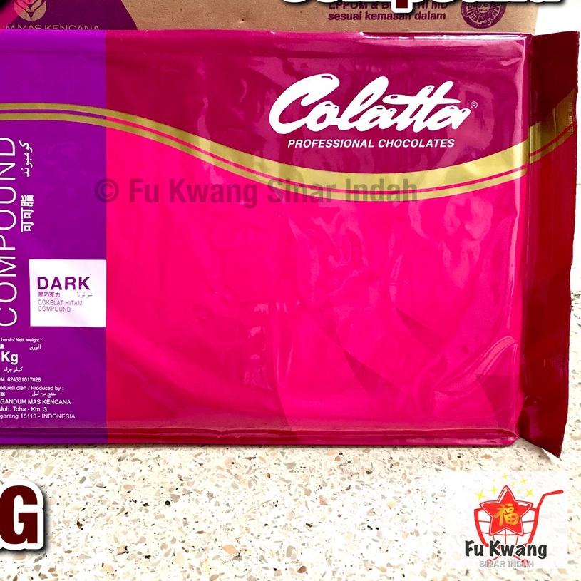 

☋ Colatta Dark Chocolate Compound Cokelat Coklat Hitam Blok Batang 1 KG ➮