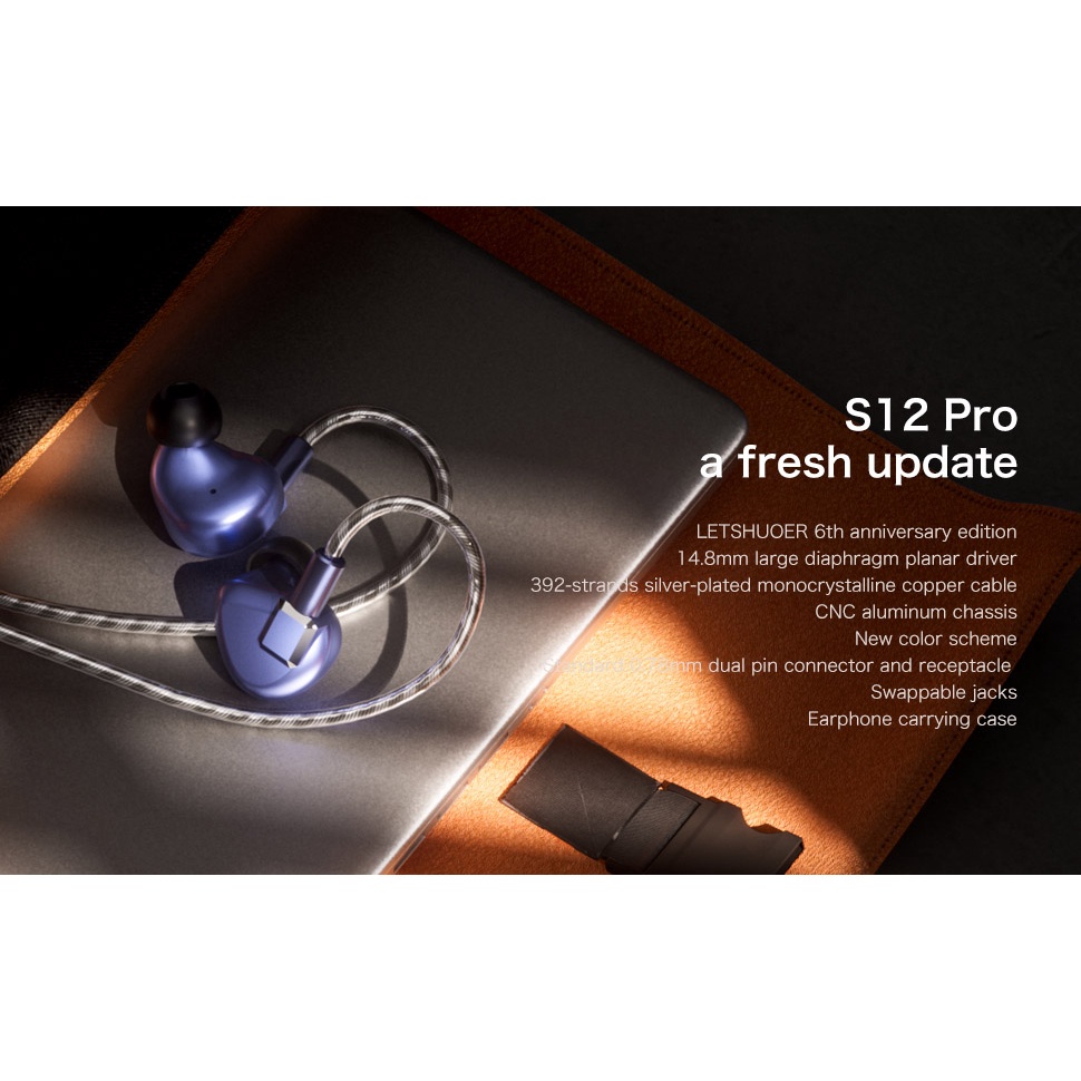 Letshuoer S12 PRO Planar Driver IEM Hi-Fi Earphone Kabel Tembaga Monocrystalline Lapis Perak Dengan 2.5/3.5/4.4mm plug