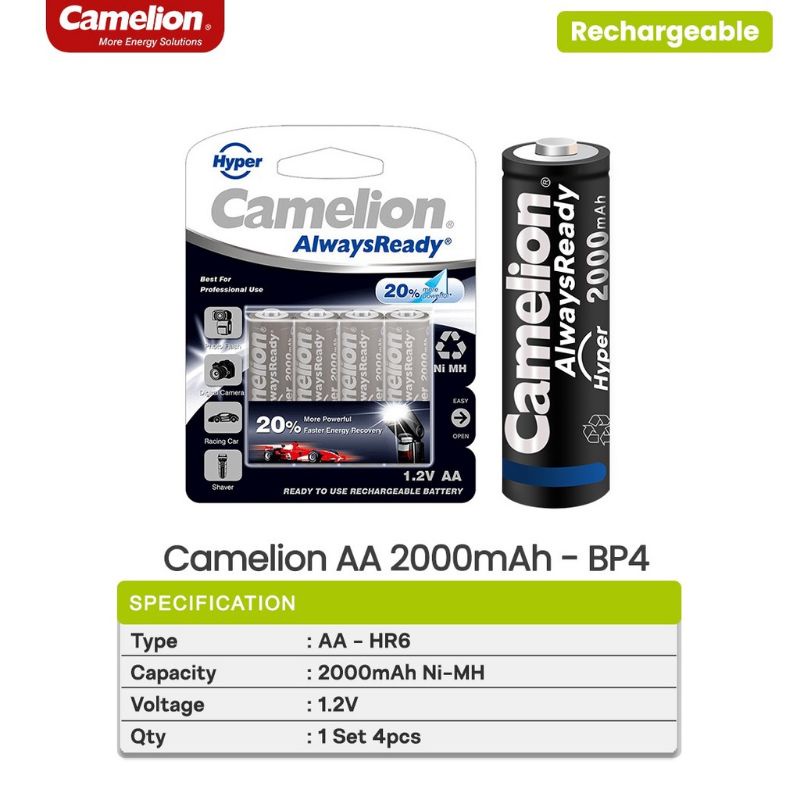 BATERAI CAMELION 2000MAH / CAMELION RECHARGEABLE A2 2000MAH BP 4